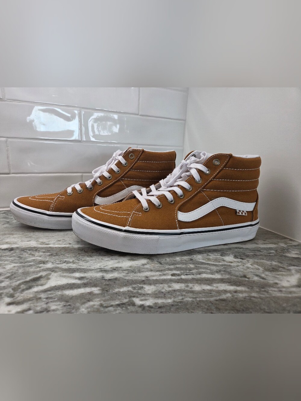 Vans Skate Sk8-Hi Canvas Golden Brown Sneakers Mens Size 12 - Picture 6 of 10